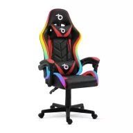   Professzionális LED-es gamer szék karfával, párnával RGB fekete / piros