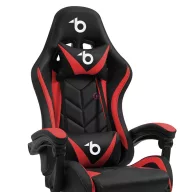   Professzionális LED-es gamer szék karfával, párnával RGB fekete / piros