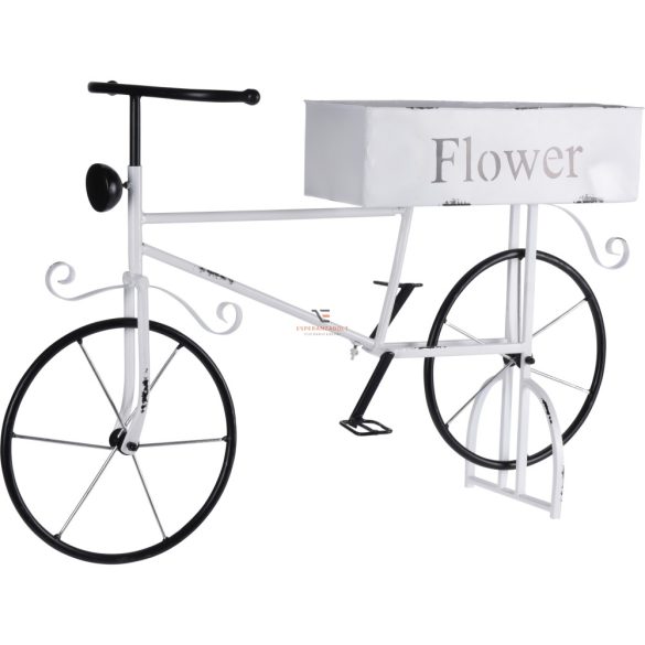 Vintage Bicikli virágtartó kerti dísz fehér 67 cm