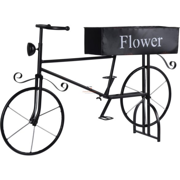 Vintage Bicikli virágtartó kerti dísz fekete 67 cm