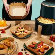   Air fryer sütőpapír - olaj nélküli sütőhöz - négyzet - 23 cm - 50 db / csomag