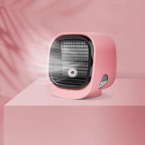 Hordozható mini léghűtő ventilátor - USB - rózsaszín