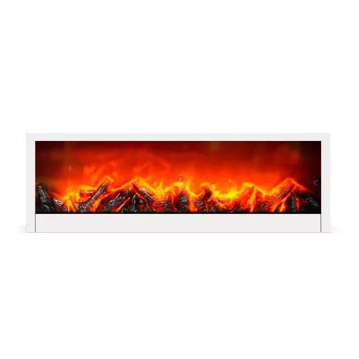 Kandalló LED-es lánghatással - fehér - elemes / USB-s - 60 x 10 x 20 cm