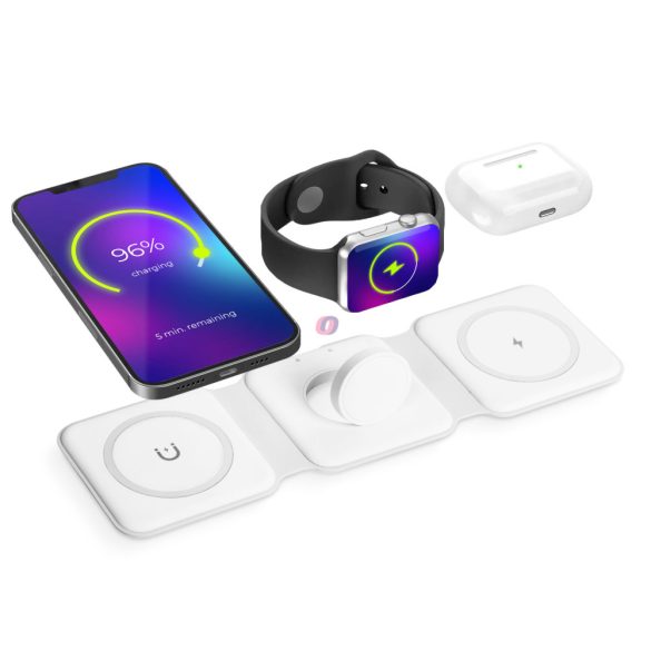 Vezeték nélküli töltőállomás Apple Mobiltelefonhoz, okosórához, fülhallgatóhoz 3in1