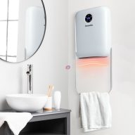 Fali hősugárzó törölközőtartóval - 800/2000W - 240V - fehér   Fali hősugárzó törölközőtartóval - 800/2000W - 240V - fehér