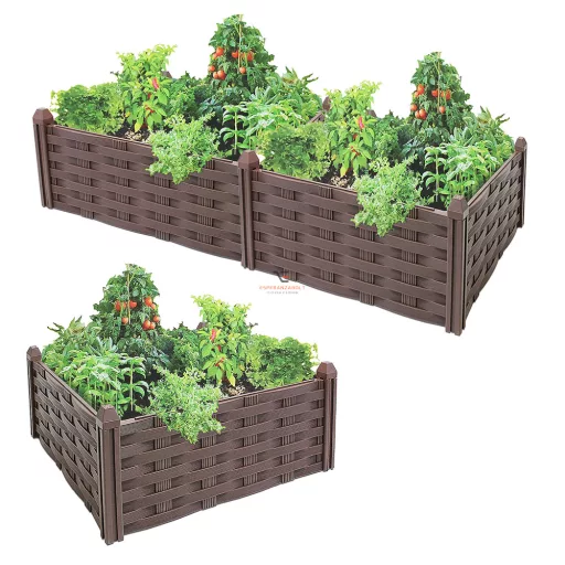 Pro garden Rattan hatású magaságyás 4 részes szett