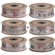 Karácsonyi Szalag textil 25mmx5m 6 féle design