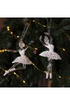 Prémium akril balerina fehér karácsonyfadísz 15cm 2db/szett