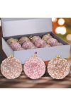Prémium Karácsonyfa gömb flitteres Candy rózsaszín 8 cm 12 db-os szett LIMITED