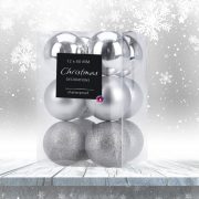   Premium collection dísz műanyag ezüst 6cm 12 db-os karácsonyfa gömb szett