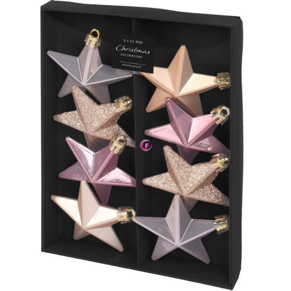 Premium collection csillag dísz műanyag rosegold 6cm 8 db-os szett