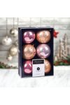 Premium collection dísz rosegold mintás 8cm 6 db-os karácsonyfa gömb szett