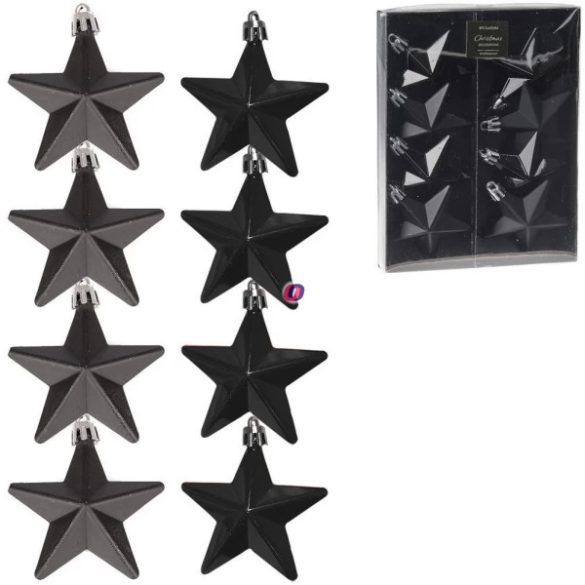 Premium collection csillag dísz műanyag fekete 6cm 8 db-os szett