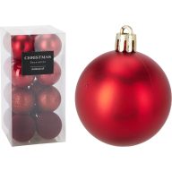   Premium collection dísz műanyag piros 6 cm 16 db-os karácsonyfa gömb szett