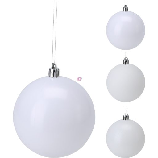 XL Prémium fehér karácsonyfa gömb 10 cm 3 féle választható