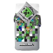   Minecraft „Grey” ágyneműhuzat szett – 135 × 200 cm + 80 × 80 cm