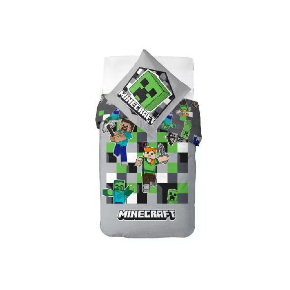 Minecraft „Grey” ágyneműhuzat szett – 135 × 200 cm + 80 × 80 cm