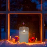 Pislákoló LED-es gyertya üvegben, 12,5 cm