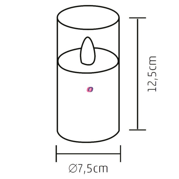 Pislákoló LED-es gyertya üvegben, 12,5 cm