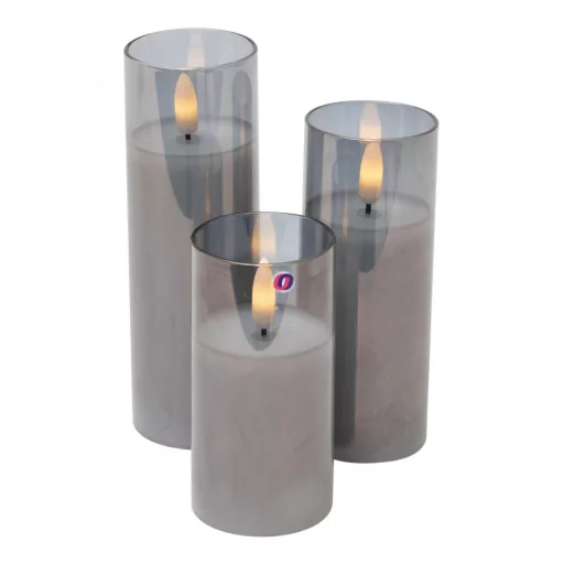 HOME LED-es gyertya szett, üvegben, Ø5x10/12,5/15 cm