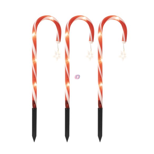 Kültéri Candy cane, nyalóka világítás 3 db-os szett 47 cm IP44 ,Timer, elemes