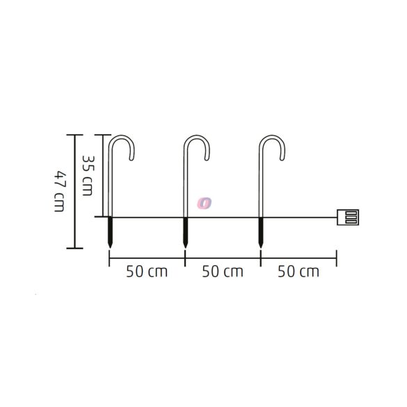 Kültéri Candy cane, nyalóka világítás 3 db-os szett 47 cm IP44 ,Timer, elemes