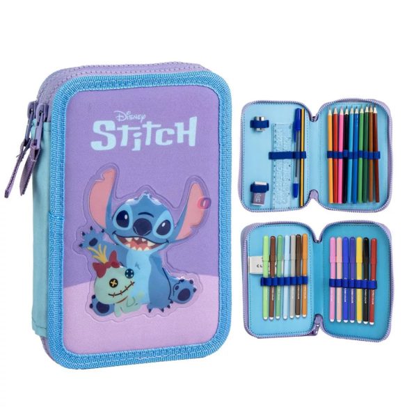 Disney Lilo és Stitch – „Scrump” töltött tolltartó, 2 emeletes – 12,5 × 19,5 × 4,5 cm