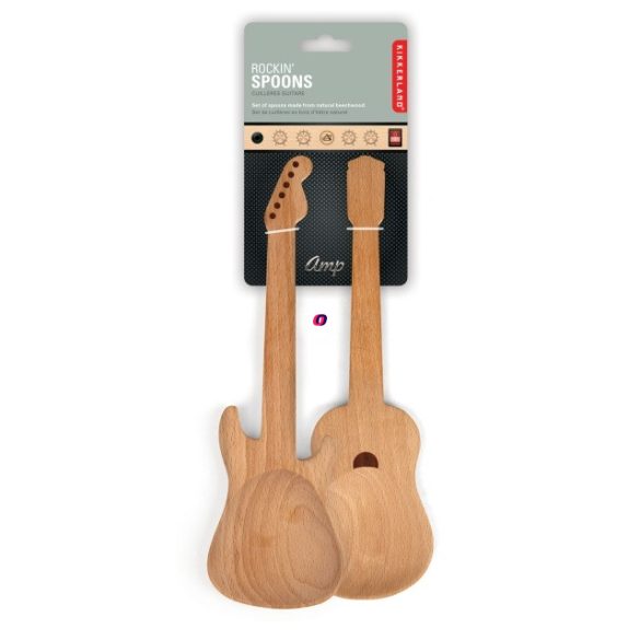 Salátás kanál gitáros, fa 2 db-os szett