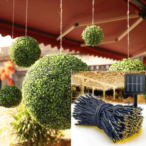 Óriás buxus gömb napelemes világítással 35 cm 100 LED IP44