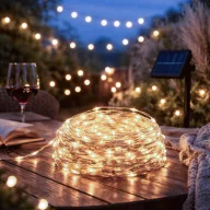Pro Garden Napelemes fényfüzér 100 LED melegfehér 7 m
