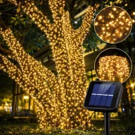 200 LED Napelemes fényfüzér melegfehér 10 m