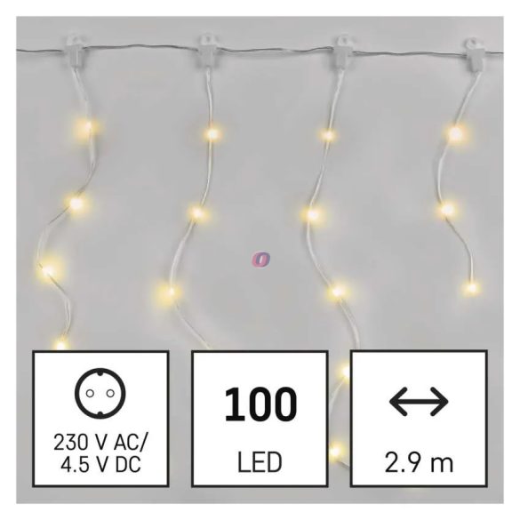 Prémium Kül és beltéri LED-es jégcsap fényfüggöny melegfehér 2,9x0,7m DROP LED