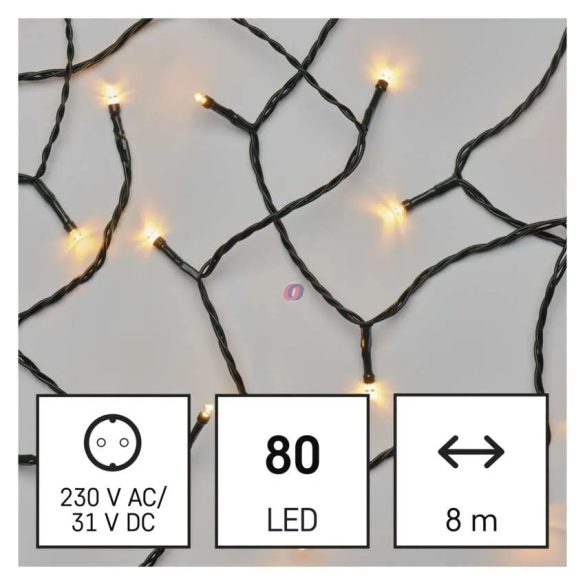 Vintage retro karácsonyi fényfüzér 80 led, 8m kültéri/beltéri, időzítő, IP44