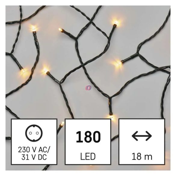 Vintage retro karácsonyi fényfüzér 180 led, 18m kültéri/beltéri, időzítő, IP44