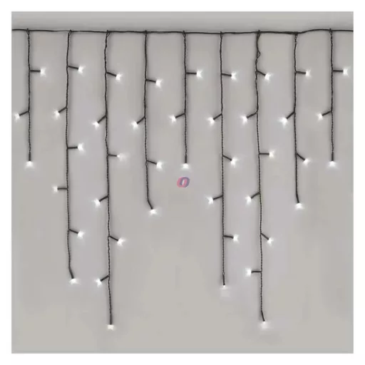Kültéri Jégcsap fényfüzér extra lelógással 10 m hidegfehér 600 LED, 8 program,  IP44,