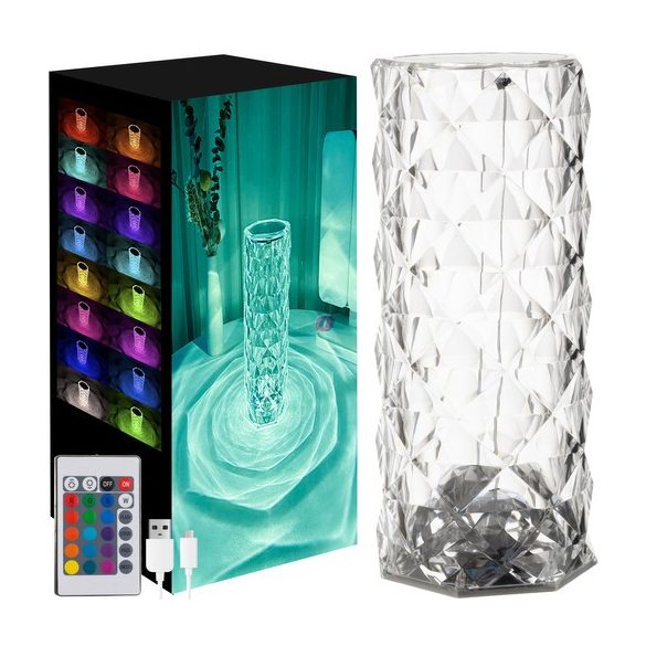 Rózsa hatású RGB LED-es lámpa - akkumulátoros - akril - USB
