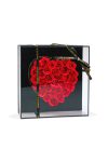 Műrózsák szívalakban díszdobozban - LED-es - 29 x 29 x 6,2 cm