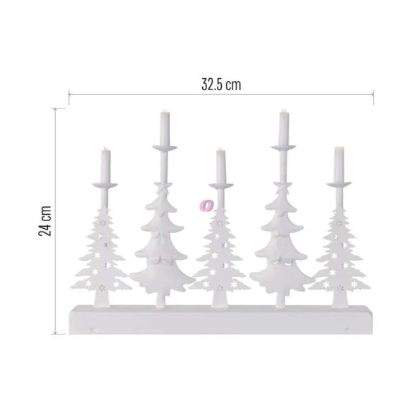 Karácsonyi LED ablakdísz fa karácsonyfák gyertyákkal 24cm időztővel