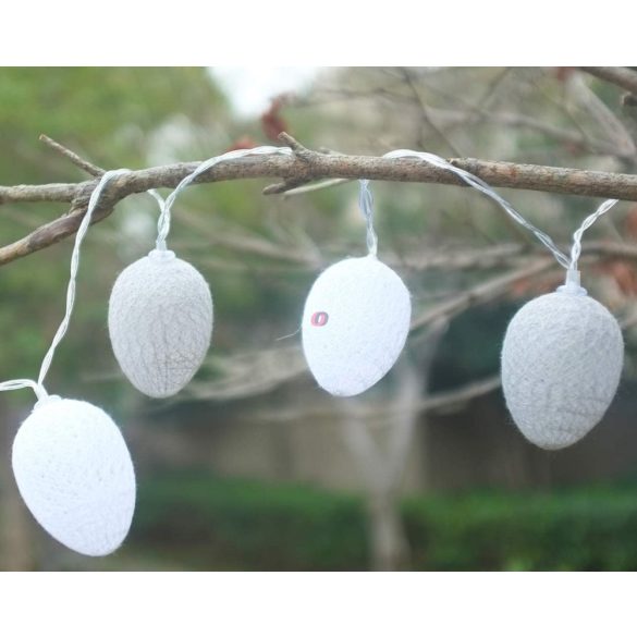 Tavaszi tojás fényfüzér kültéri 10 LED pamut mintás 1,65m elemes