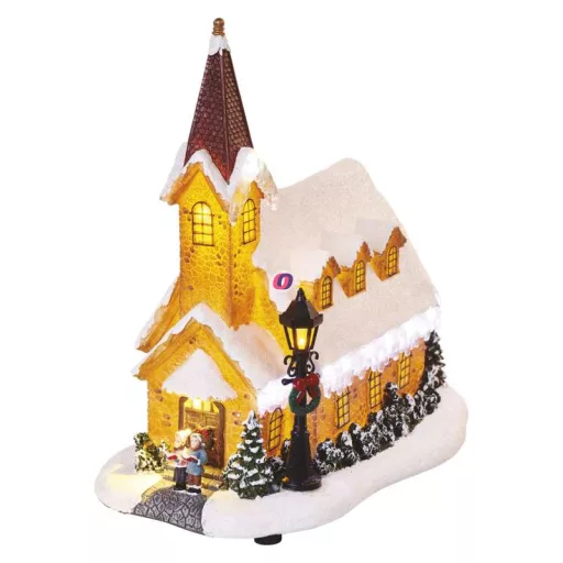 Karácsonyi dioráma templom, LED világítással 30 cm