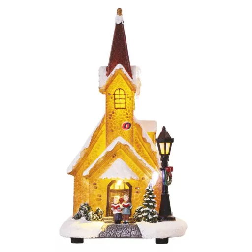 Karácsonyi dioráma templom, LED világítással 30 cm