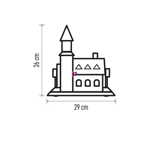 Karácsonyi dioráma templom, LED világítással 30 cm