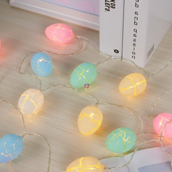 Tavaszi tojás fényfüzér kültéri 10 LED törött mintás 1,85m elemes