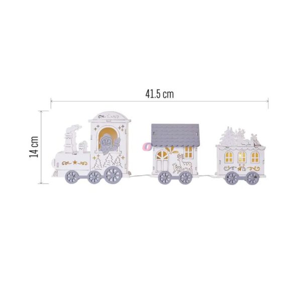 XL Karácsonyi fa vonat, világító, fehér 41cm