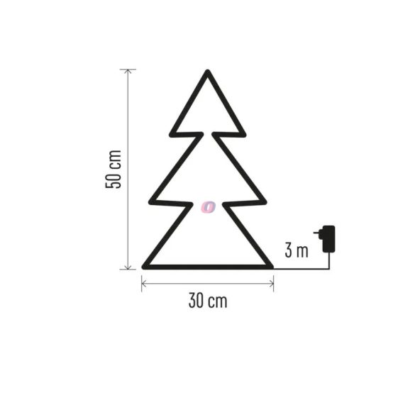 XL kültéri világító fenyőfa, fém, 50 cm IP44, 90 LED, hálózati
