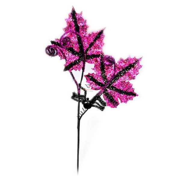 Műnövény csillogó papír műanyag 60cm lila   őszi dekoráció