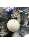 Gömbdísz havas dísz akasztós műanyag 11cm fehér Karácsonyfa gömb