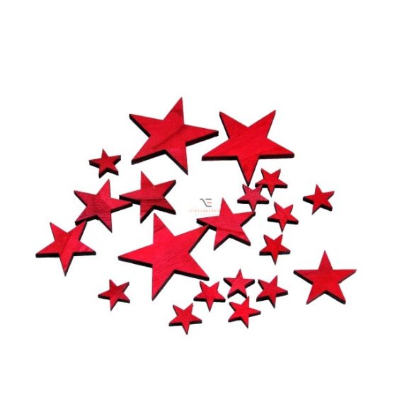 Csillag fa 3-7,5cm 20 db / szett piros
