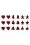 Csillag-fenyő-szív csipeszes írható fa 5cm piros 6 db / szett 3 féle karácsonyi dekorációs kellék