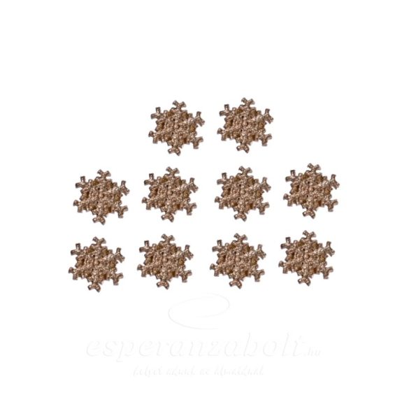 Hópehely ragasztós poly 2,5cm, arany 10db-os kiszerelés